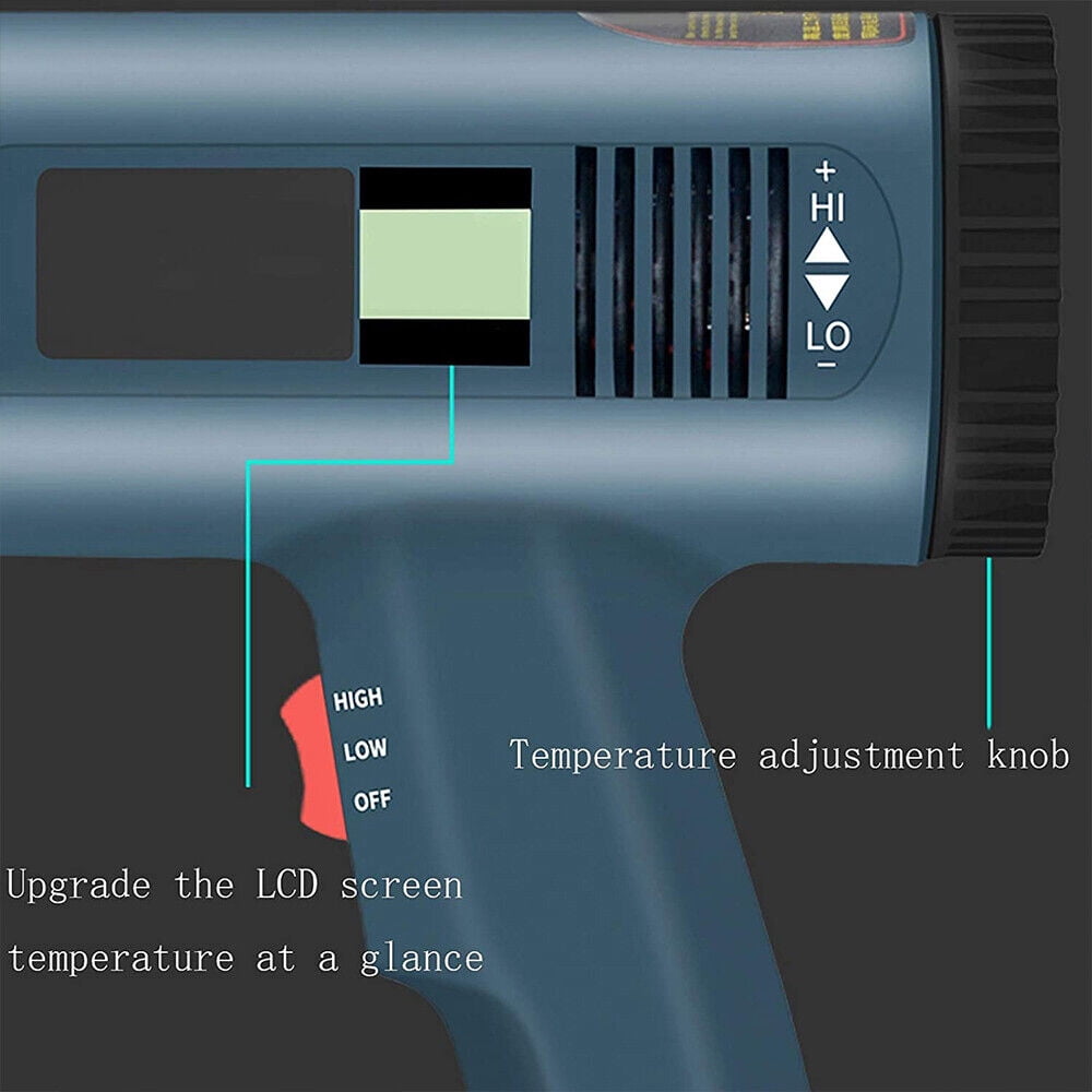 Heat Gun, 2500W Heavy Duty Hot Air Gun Kit with 140°F-1112℉ Dual-Temperature Settings and 4 Nozzles for Shrinking PVC,Stripping Paint, Crafts