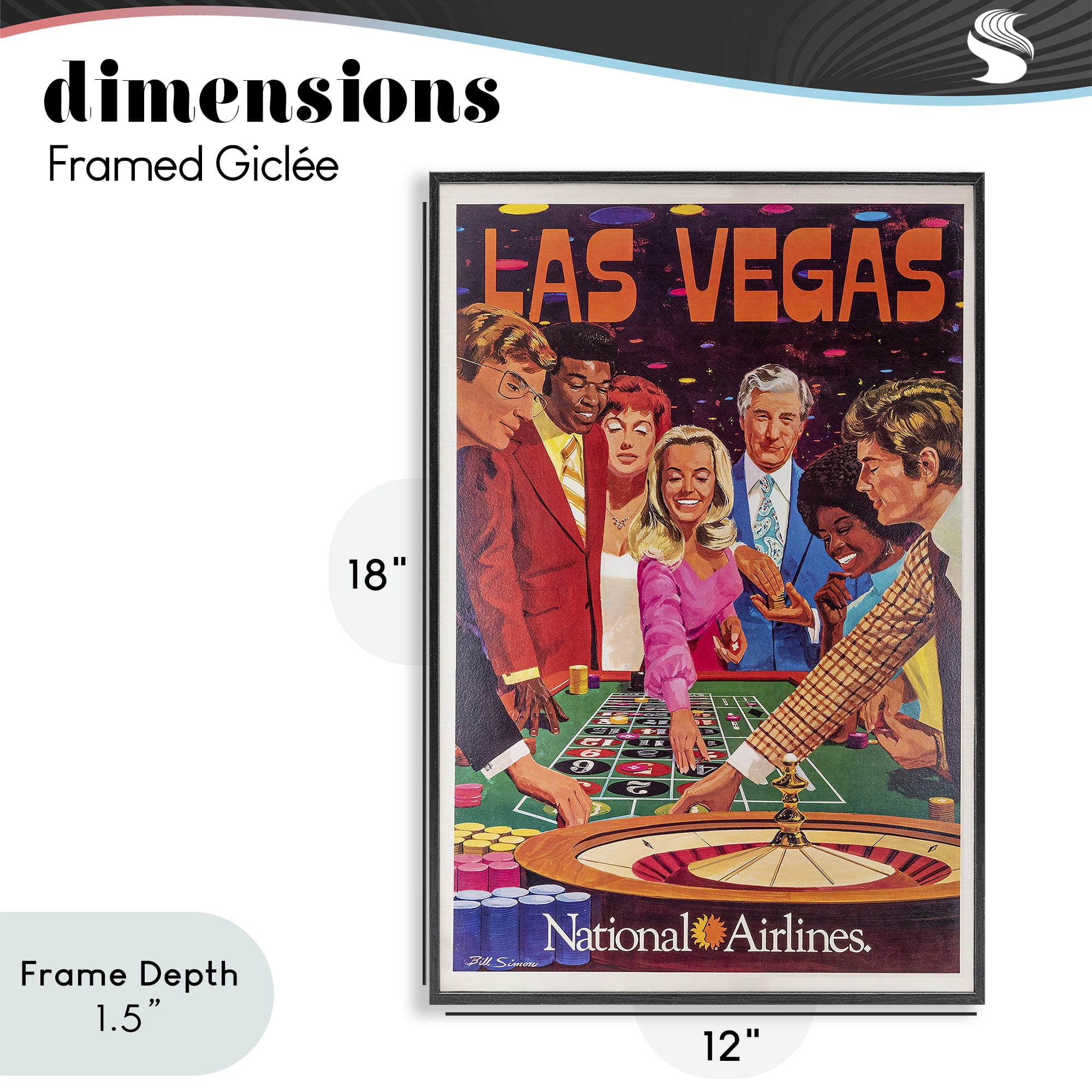 Stupell Industries Vintage Las Vegas Casino Black Framed Giclee Art, design by Vintage Posters