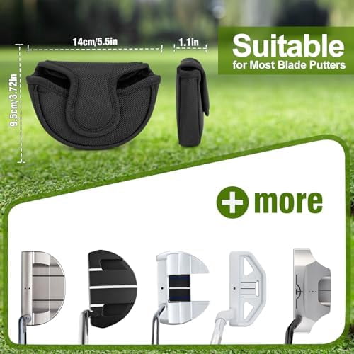 Golf Putter Covers Mallet Putter Headcover with Magnetic Closure Golf Club Cover for Most Brand