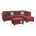 thumbnail image 5 of Paprika Red Velvet 3-Seater Sectional Sofa - Includes Reversible Chaise and Ottoman, 5 of 10
