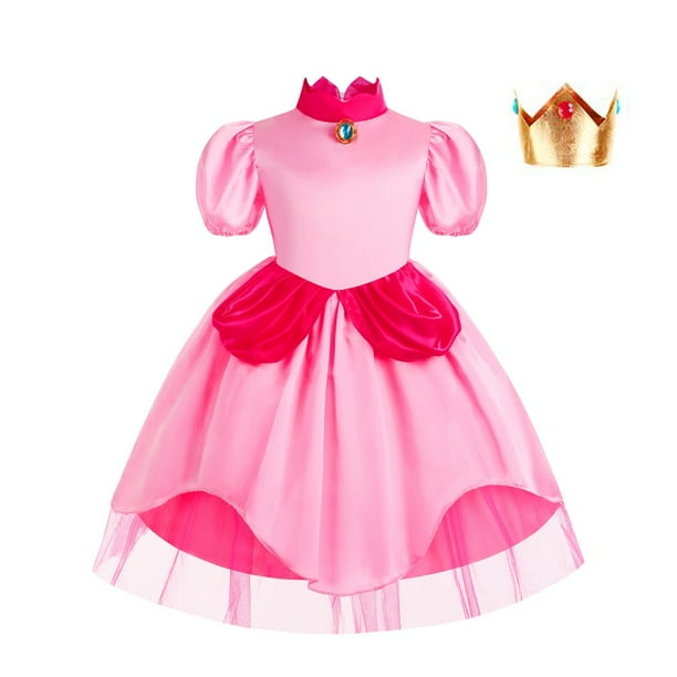 Vestido de halloween de las ninas super mario disfraz pricess peach vestido de dia de los ninos vestido de princesa rosa