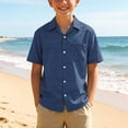 thumbnail image 2 of SERTG Boys Hawaiian Print Short Sleeve Shirt Turndown Collar Button Down Casual Top For Boys 3-15 Years Old Summer Fashion Shirt, 2 of 8
