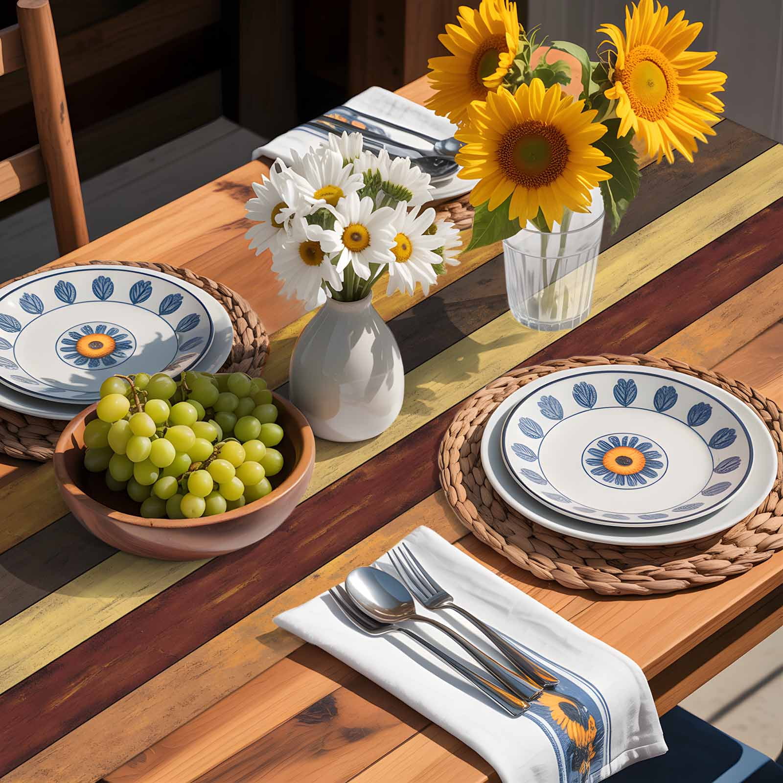 Vintage Farm Wood Plank Table Runner 90 Inches Long, Farmhouse Rustic Wood Grain Table Runners Tabletop Scarf Kitchen Dining Tables Decoration for Home Party Indoor Outdoor
