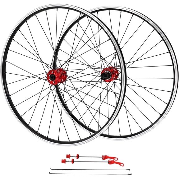 Mountain Bike Wheelset 29 Inch, Bike Rim Mountain Bike Wheel Aluminum Alloy Rim Disc Brake MTB Wheelset Quick Release Front Rear Wheels Black Bike Wheels Double Six-Hole Disc