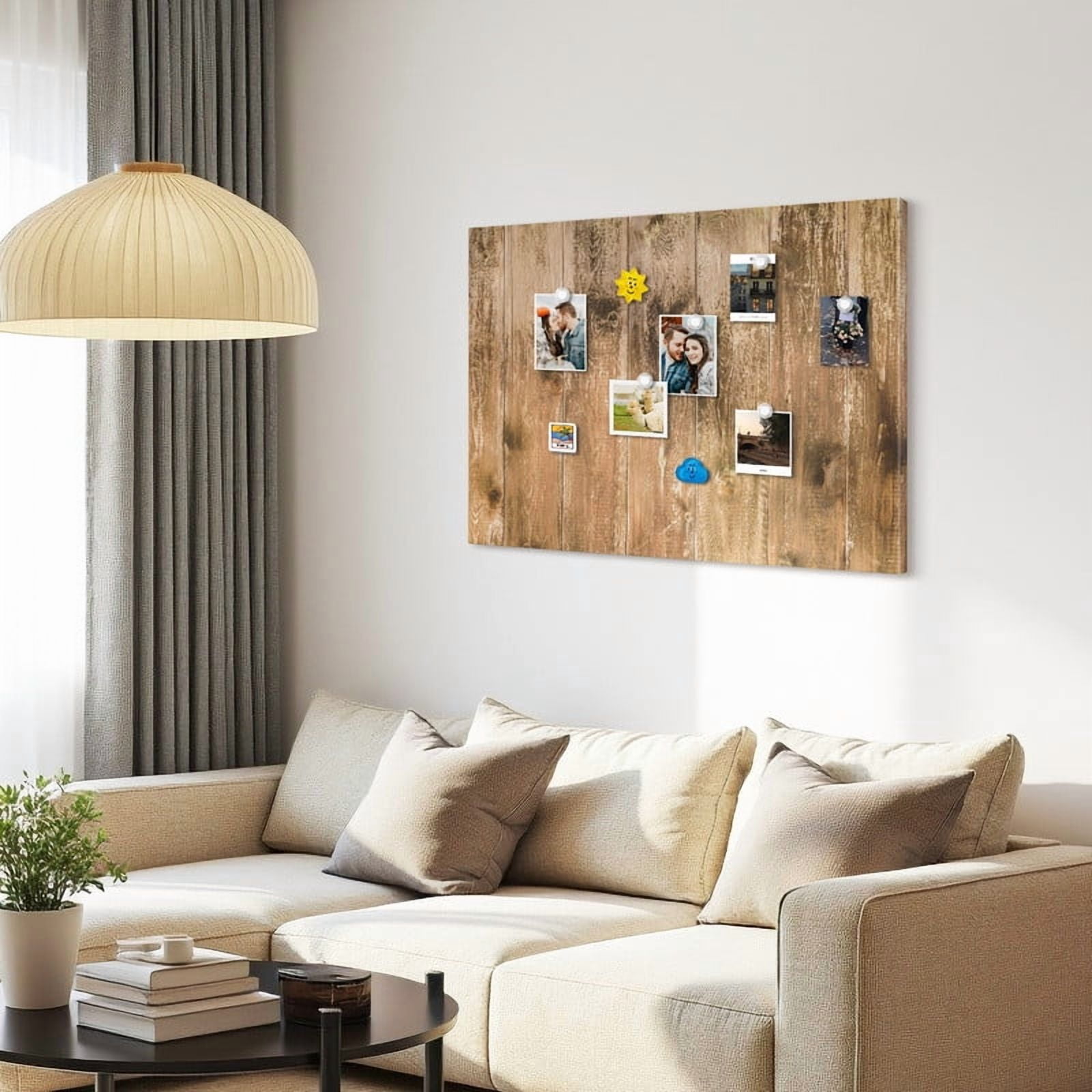 Magnetic Boards for Wall Dry Erase Board 18 x 24 inches Decorative White Board for Wall with Design, Home Office Wall Decor, Includes Markers and Magnets Brown Wooden Planks