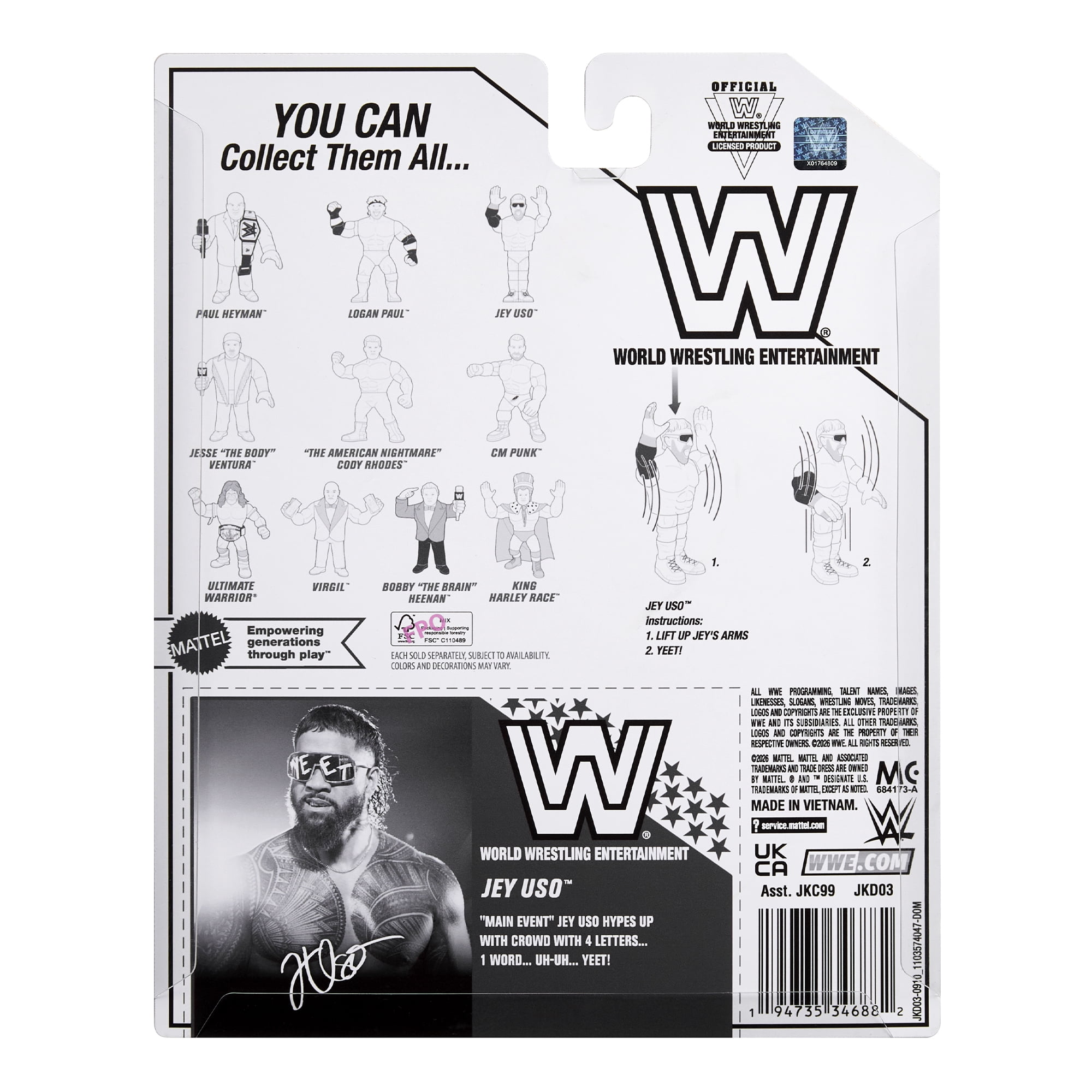 Jey Uso - WWE 2026 Retros (Wave 2) Ringside Exclusive Mattel WWE Toy Wrestling Action Figure