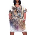 thumbnail image 1 of Búho bohemio: pintura de acuarela de un hermoso búho, vestido holgado con bolsillos, vestido de noche para mujer, vestidos para mujer 2025, 1 of 7