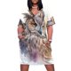 thumbnail image 1 of Búho bohemio: pintura de acuarela de un hermoso búho, vestido holgado con bolsillos, vestido de noche para mujer, vestidos para mujer 2025, 1 of 7