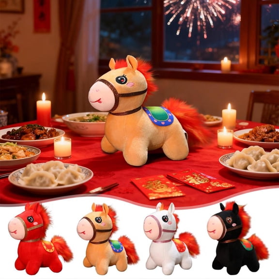 Outoloxit Red Fire Horse Plush Keychain, Adorable Soft Doll for Christmas Gifts, Bag Charm Decor, Stocking Stuffer