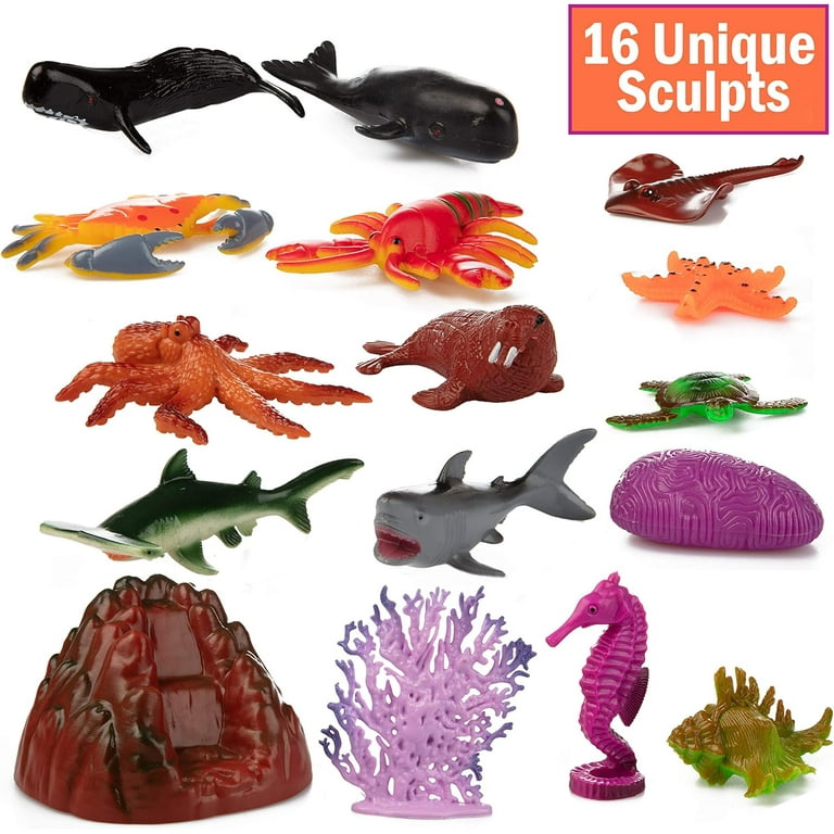Ocean Sea Creature Action Figures - 30 Pieces, 18 Unique