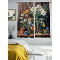 thumbnail image 2 of Butterfly Floral Sheer Curtains for Living Room Bedroom Country Daisy Wildflower Brown Barn Door Sheer Curtains 63 Inch Long 2 Panels Set Light Filtering Curtain Window Treatments Drapes, 2 of 6