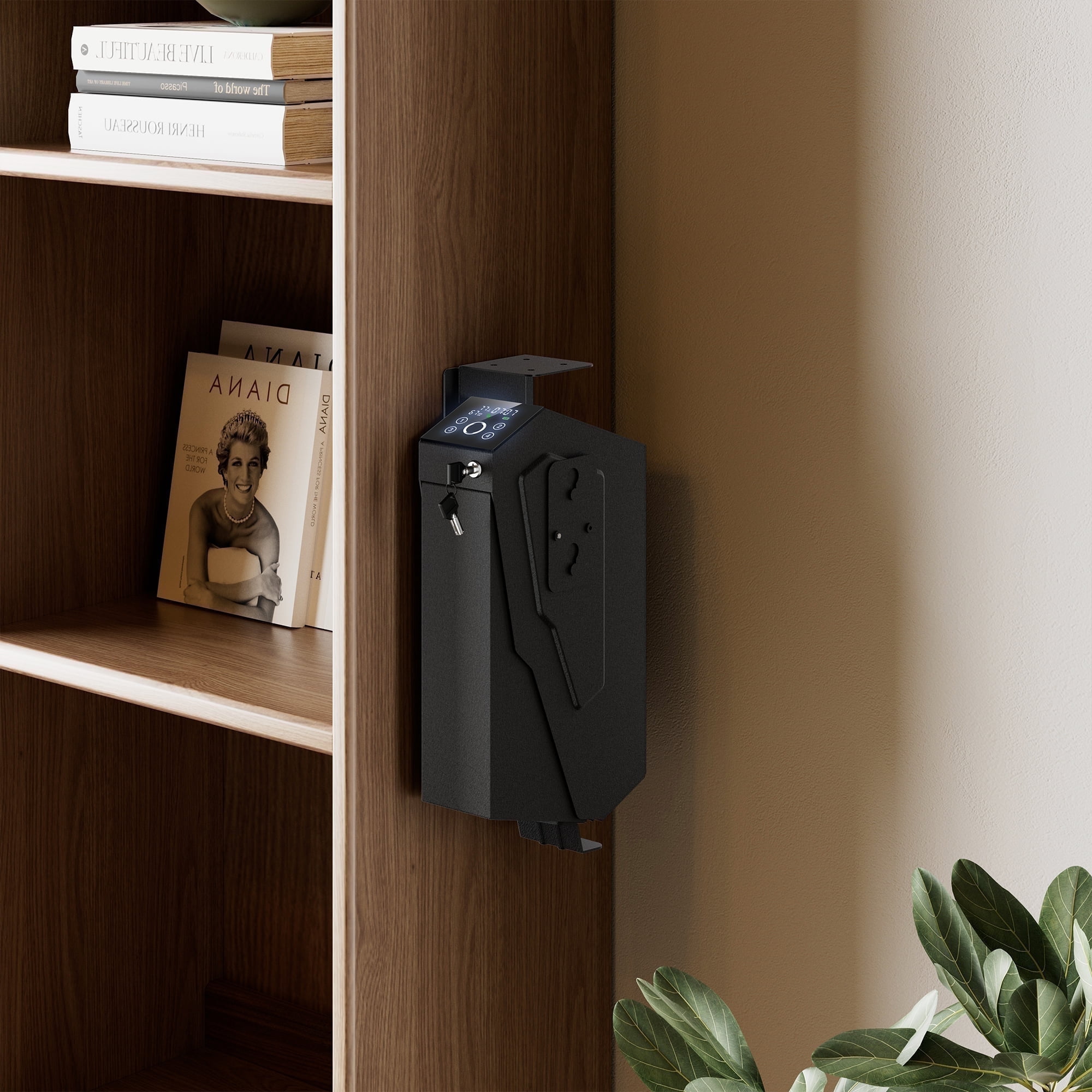 Quick Access Biometric Mounted Safe – Drop-Down Design with Fingerprint, Passcode & Key – Compact Security Box for Home or Office Valuables