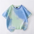 thumbnail image 6 of Babcutegg Kids Tie-Dye Short Sleeve T-Shirt – Casual Summer Cotton Top with Round Neck, Breathable Lightweight Outerwear for Everyday Wear Blue Size 3-4, 6 of 6