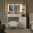 thumbnail image 2 of Yeshouse Vanity Desk Table with Chair, Mirror and 3 Lighting Modes Adjustable Brightness Lights, Makeup Vanity for Bedroom Dresser with Storage Cabinet and 4 Drawers, 4 Storage Shelves, 2 of 8