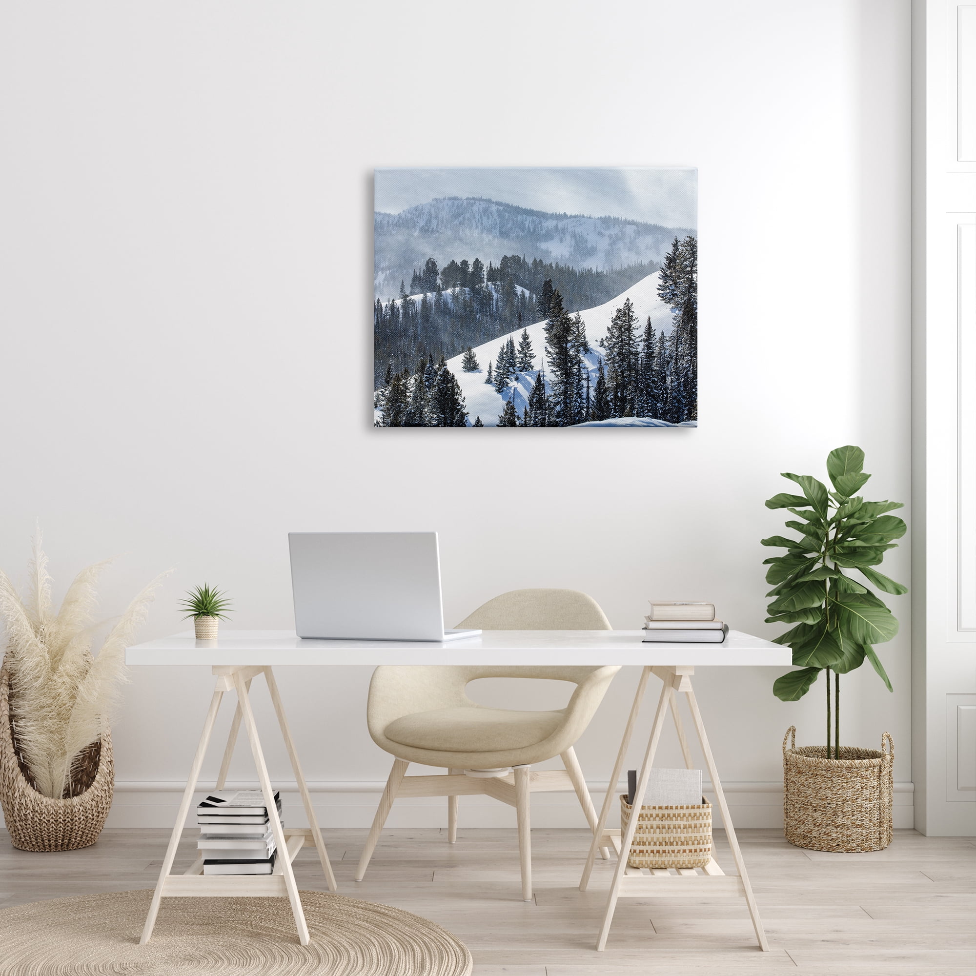 Stupell Industries Quiet Snowy Mountain Slopes Scattered Fir Trees Photograph Gallery Wrapped Canvas Print Wall Art, Design by Steve Smith
