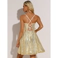thumbnail image 3 of DARING DIVA Sequin Backless Dress with Spaghetti Straps XL Gold, 3 of 6