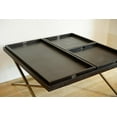 thumbnail image 6 of Posh Pollen - Antique Black Wood Square Coffee Table with Removable Divider Trays and Gold Metal Frame - 42 Inch, 6 of 6