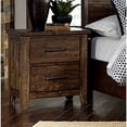thumbnail image 4 of Rustic Brown Nightstand Vintage 2-Drawer Bedside Table, Countryside Style, 4 of 6