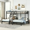 thumbnail image 3 of CoSoTower Metal Twin over Twin & Twin Bunk Bed, Triple Bunk Bed with Storage Shelves Staircase, Black, 3 of 9