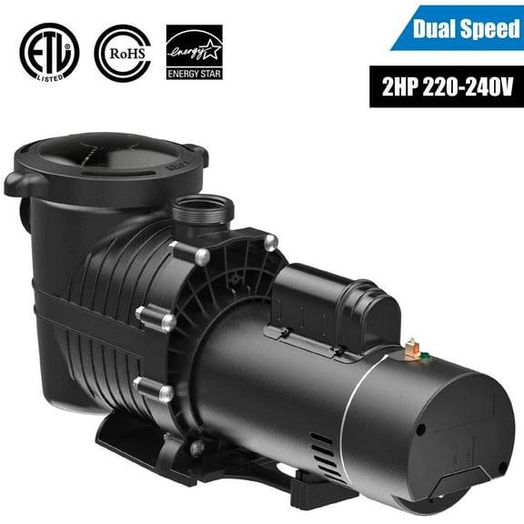 iMeshbean 2-Speed 2HP 1500W Motor Swimming Pool Pump, 230V 5520GPH/2620GPH, Above Ground Pool Pump In-ground Pool Pump, Head Max 78FT, w/ Strainer Basket