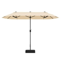 GVN 13 Feet Double-Sided Patio Twin Table Umbrella with Crank Handle-Beige, Patio Offset Umbrella with Easy Tilt Adjustment, Cantilever Patio Umbrellas, Sunshade Umbrella Canopy