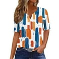 thumbnail image 2 of Homenesgenics Womens Tops under $5 Women's Fashion Printed Short Sleeves Blouse Round Neck Casual Orange M, 2 of 5