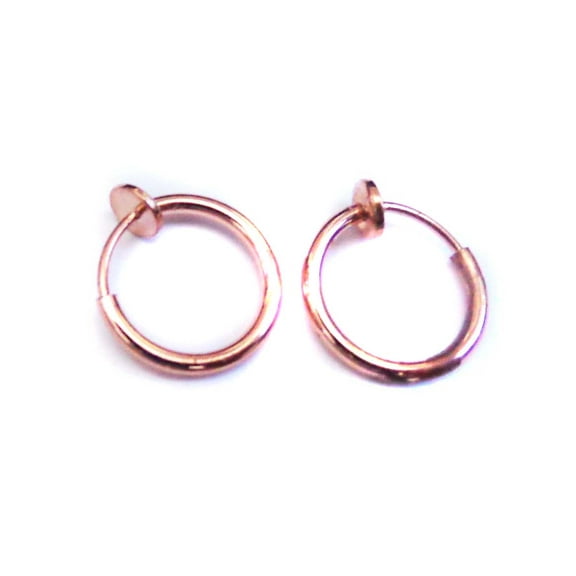 Clip-on Hoop Earrings Very Small 0.50 inch Hoop Earrings Rose Gold Tone