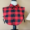 thumbnail image 6 of Men Vintage Large Lattice Plaid Print False Collar Detachable Dickey Lapel Blouse Button Down Casual Layering Half Shirt, 6 of 6