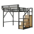 thumbnail image 5 of Mirightone Full Size Loft Bed with Stairs & Storage, Metal Loft Bed with Wardrobe & Extended Shelf, Full Loft Bed for Teens & Adults (Black), 5 of 8