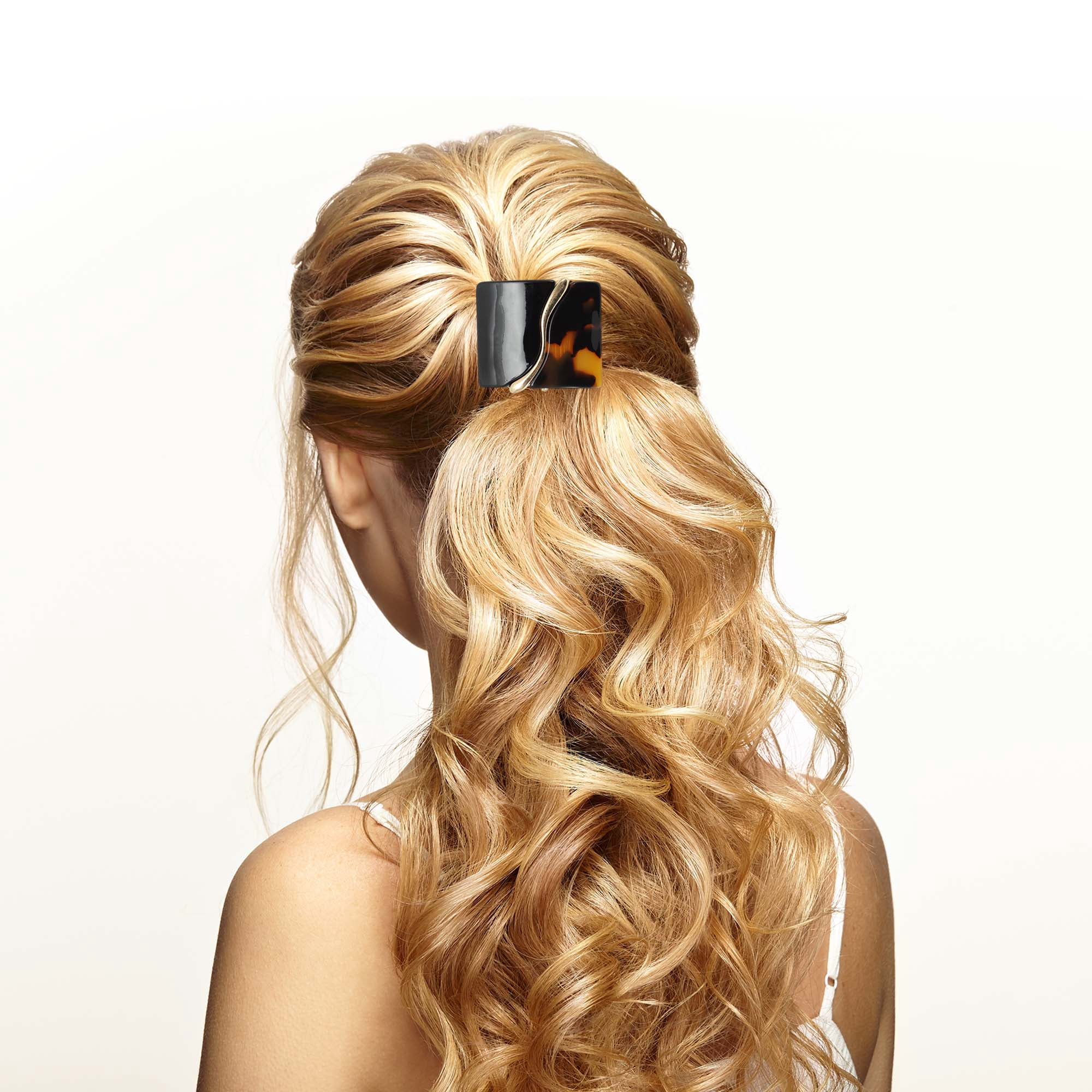 Unique Bargains Splicing Ponytail Buckle Hair Clip for Women 1 Pc Yellow, Black