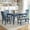 Blue, variant on 6-Piece Dining Table Set with Drawer, Upholstered Chairs and Bench for Dining Room Kitchen, Mid-Century Vintage Design, White