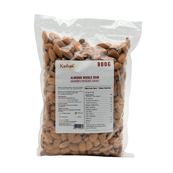Kasturi Whole Almonds Raw 800g, Unroasted, Unsalted