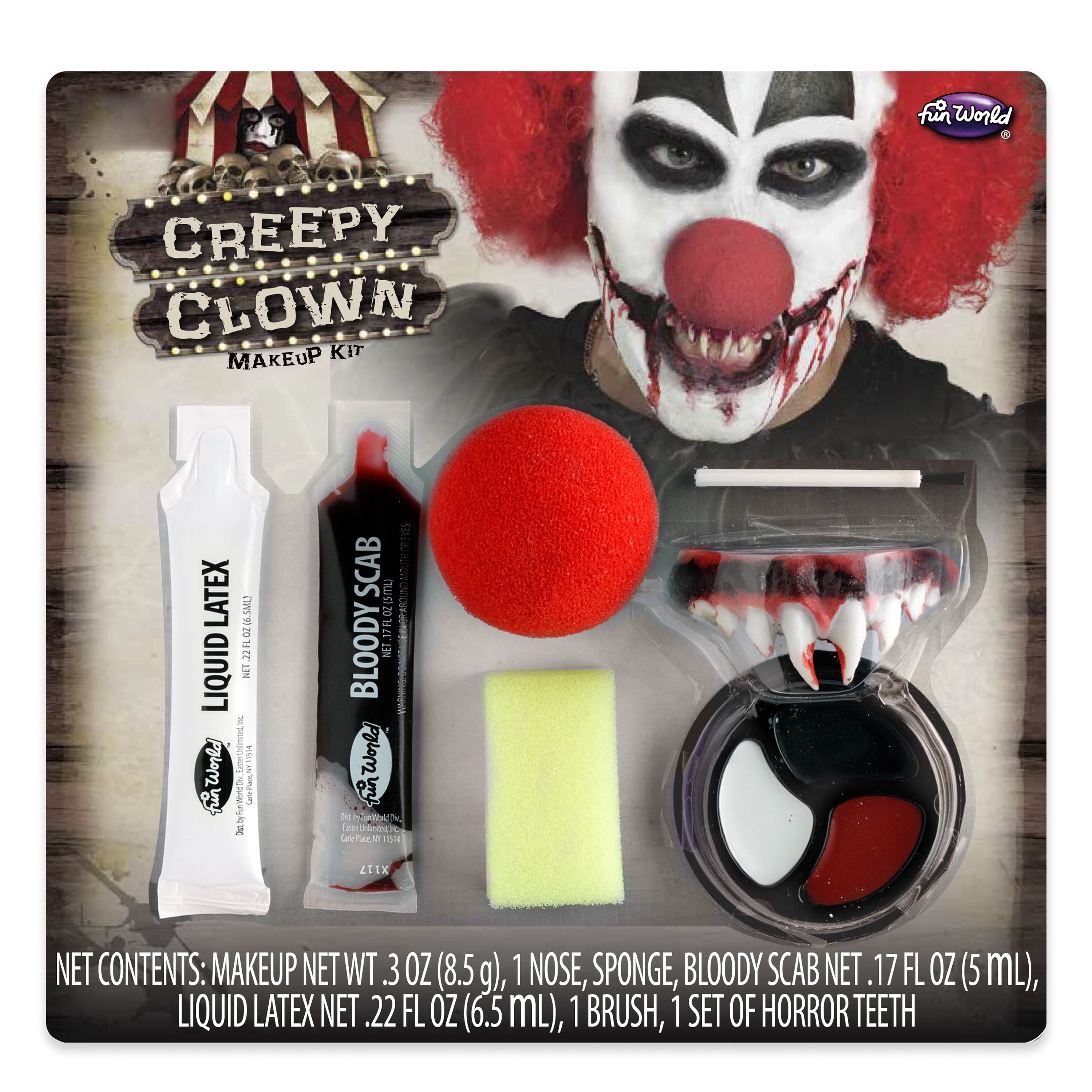 Fun World Halloween Costume Face Paint Makeup Kit, Killer Clown, Ages 15 and Up