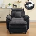 thumbnail image 2 of DOMICARE 46'' Cloud Oversized Chair with Removable Headrest & Ottoman, Upholstered Comfy Arm Accent Chair, Modern Chenille Reading Lounge Armchair for Living Room, Bedroom, Dark Gray, 2 of 9