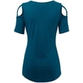 thumbnail image 3 of Made by Johnny Women's Loose Short Sleeve Strappy Cold Shoulder Top S TEAL, 3 of 6