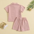thumbnail image 2 of Nmmacb Toddler Baby Boys Shorts Set Solid Color Shirt Short Sleeve Button Down Top Shorts Summer Outfits Clothes 6M-4 Years, 2 of 8