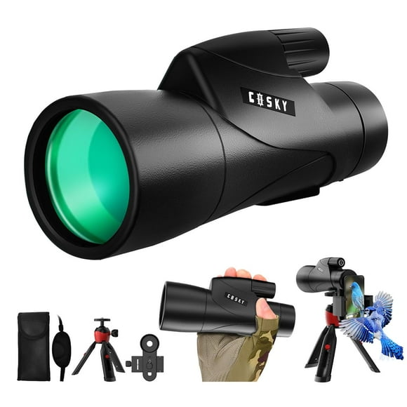 Gosky Monoculars Telescope, 15x55 HD Monocular for Adult with BAK4 Prism & FMC Lens, Lightweight Monocular with Smartphone Adapter Suitable for Bird Watching Hunting (Black)