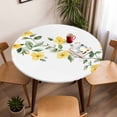 thumbnail image 5 of Yellow Flower Elastic Fitted Round Table Cover Watercolor Floral Waterproof Outdoor Tablecloth for Holiday Party, Picnic, Patio & Dining Fits Tables Up to 45"-54", 5 of 8