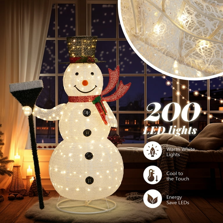 Ktaxon 5FT Snowman Christmas Lighted Snowman with Broom Outdoor