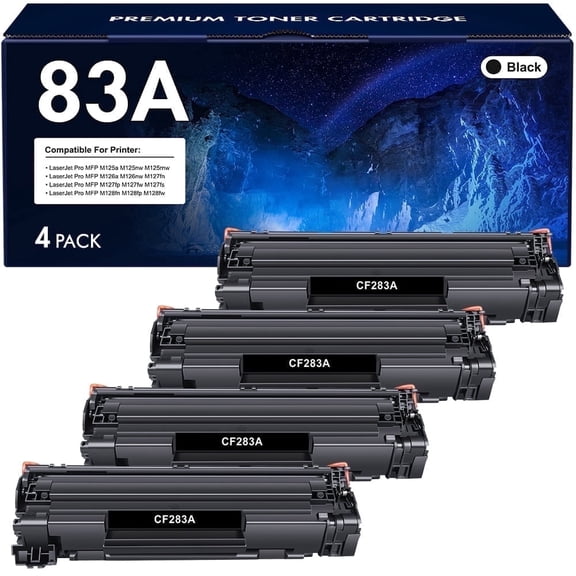 83A 83X Toner Cartridge Compatible for CF283A 83A CF283X 83X Work with Laserjet Pro MFP M225dn M225dw M125nw M125a Laserjet Pro M201dw M201n Printer (Black, 4 Pack)