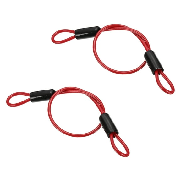 3/16" Dia Vinyl Coated Stainless Steel Cable with Loops, 2 Pcs 2 ft (20") Lock for Outdoor Stage Lighting, Red