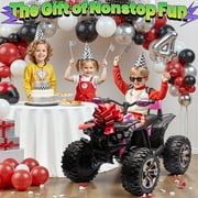24 Volt ATV for Kids, Sunnyfree 4 Wheeler for Kids, 4WD Power Car Wheels with Remote, Bluetooth, Music, Spring Suspension, Pink
