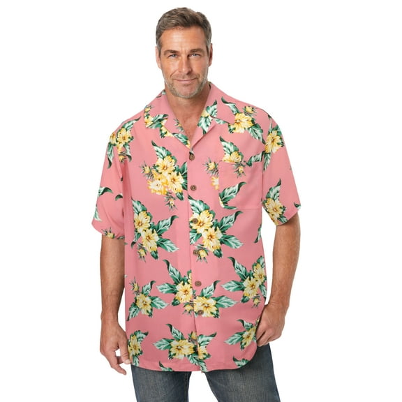 Men's Big & Tall Tropical Rayon Short-Sleeve Shirt