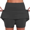 thumbnail image 2 of Oiangi Athletic Skorts for Women High Waist Stretchy Tennis Shorts Solid Color Gym Workout Shorts Dark Gray L, 2 of 6