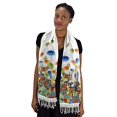 thumbnail image 1 of Peach Couture Mode d'Été pour Femmes Foulard Moulante Transparente à Fleurs avec Étole et Pompons, 1 of 1