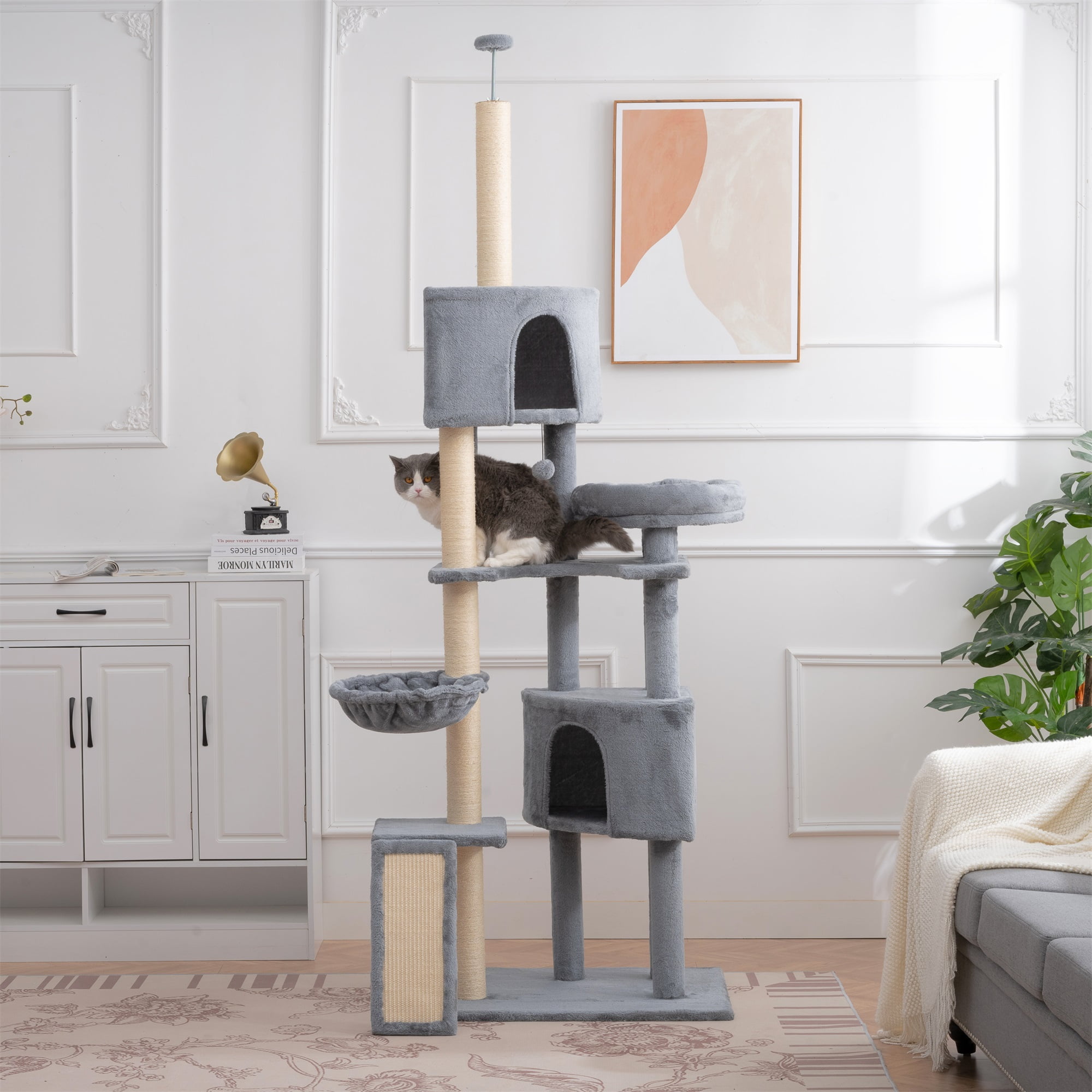 Pefilos (78-104)" Adjustable Cat Tree Tower for Indoor Cats, Multi-Level Cat Condo Furniture Scratch Post for Kittens, Cat Tree House with Hammock, Gray Pefilos (78-104)" Adjustable Cat Tree Tower for Indoor Cats, Multi-Level Cat Condo Furniture Scratch Post for Kittens, Cat Tree House with Hammock, Gray