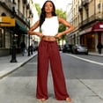 thumbnail image 5 of HKYNLAG Linen Pants Women Wide Leg Palazzo Pants Beach Vacation Outfits Cotton Summer 2026 Flowy Clothes Trousers with Pockets Red XL, 5 of 7