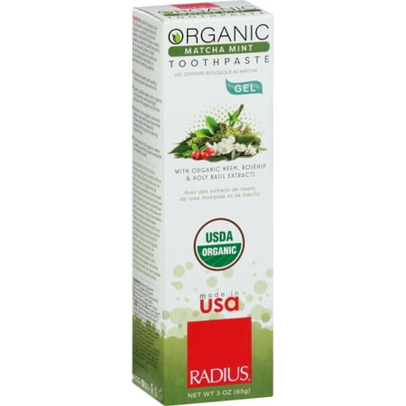 Radius Organic Toothpaste Gel - Matcha Mint 3 oz (The Best Organic Toothpaste)