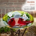 thumbnail image 3 of Alpine Corporation 18" Glass Birdbath Topper with Colorful Butterfly and Flowers, 3 of 12