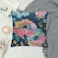 thumbnail image 2 of JRXY Watercolor Flower Throw Pillow Cover Pink Peony Floral with Green Leaf Decorative Pillow Cases Summer Navy Blue Cushion Cover for Home Bedroom Outdoor Garden Decor White, 2 of 5